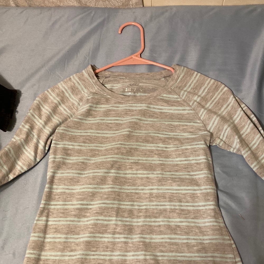 Justice Grey and Blue Striped Long Sleeve Shirt